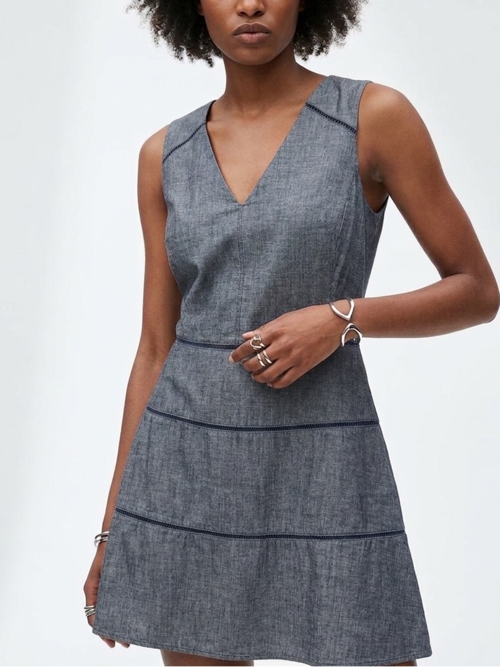 NWT GAP 100% Cotton Blue Gray Dress size 10 Work Office Spring Minimalist